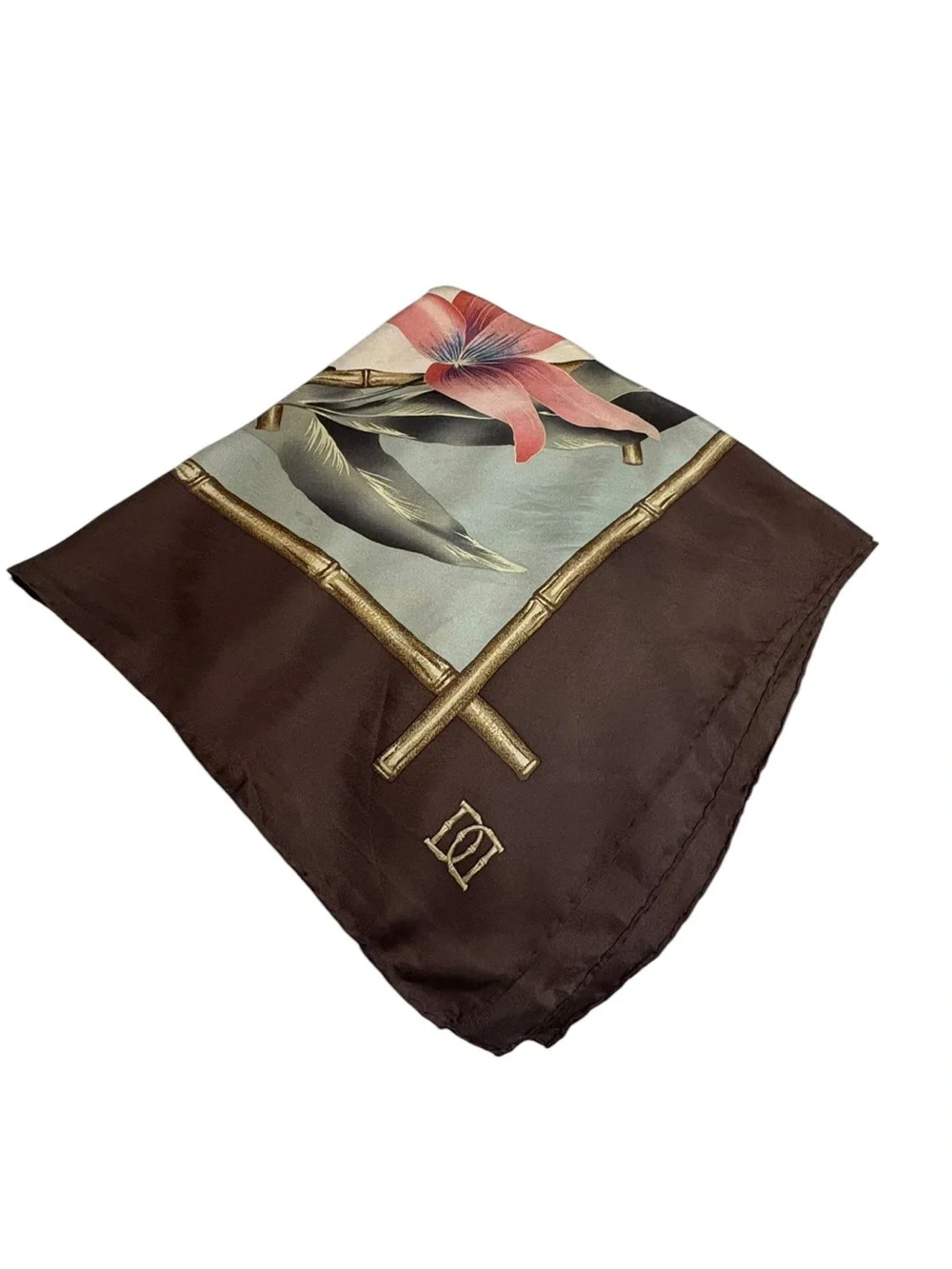 Luxury Brown Silk-Blend Logo Square Scarf - Women Accessories